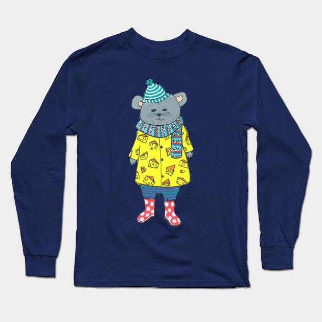 Mouse In A Cheese Sweater Long Sleeve T-Shirt by DoodlesAndStuff